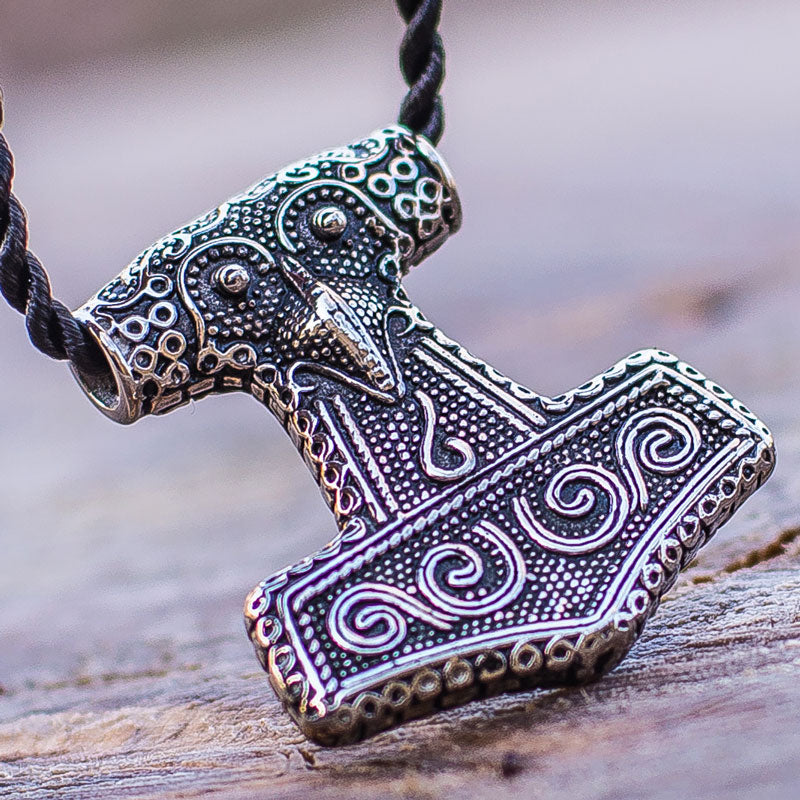 Large Double Sided Thor Hammer Necklace- Silver | Paracord Planet